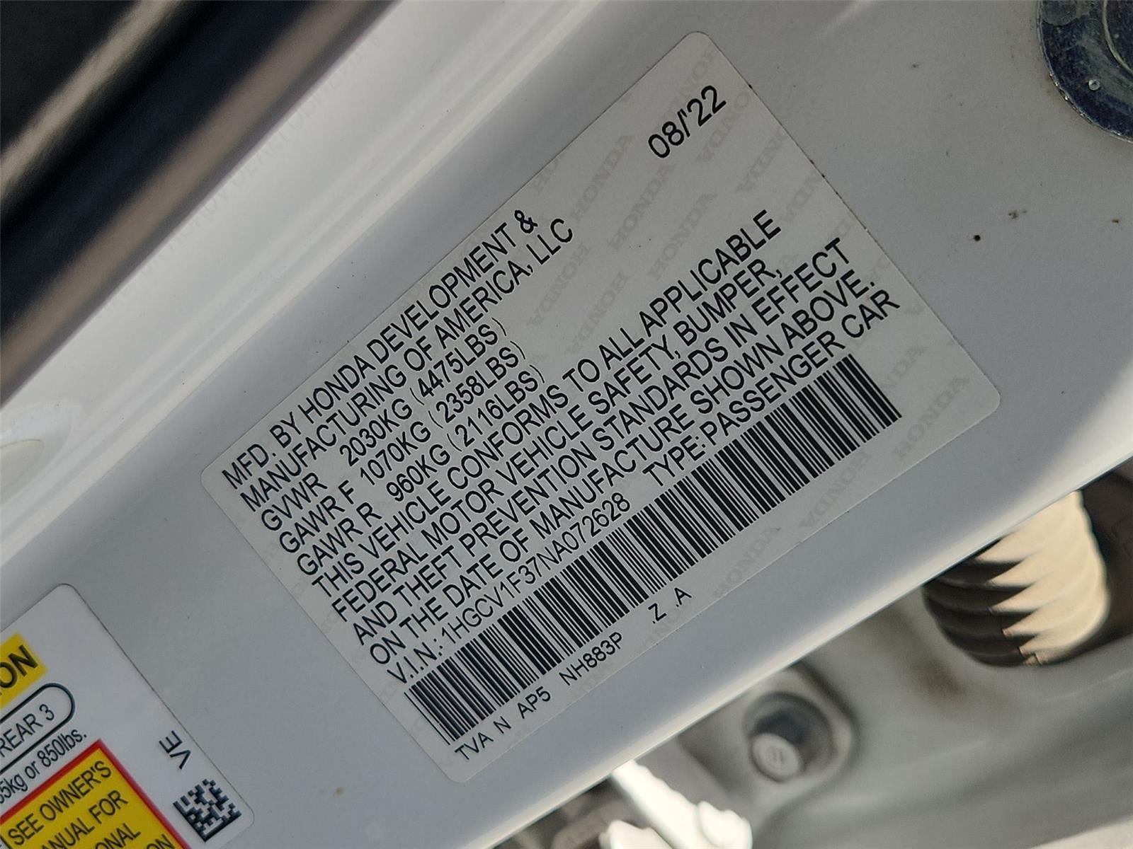 2022 Honda Accord Sedan Sport