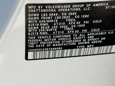 2019 Volkswagen Atlas 2.0T S