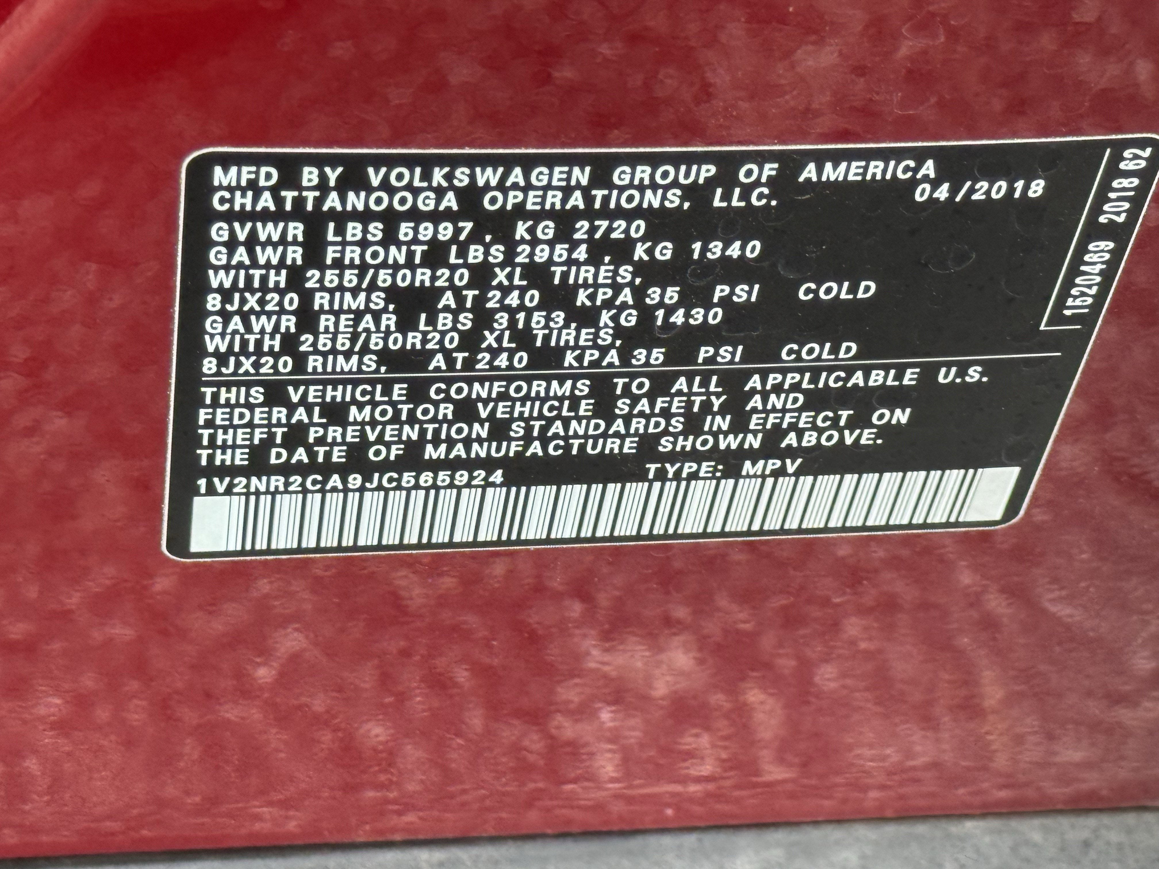 2018 Volkswagen Atlas 3.6L V6 SEL Premium