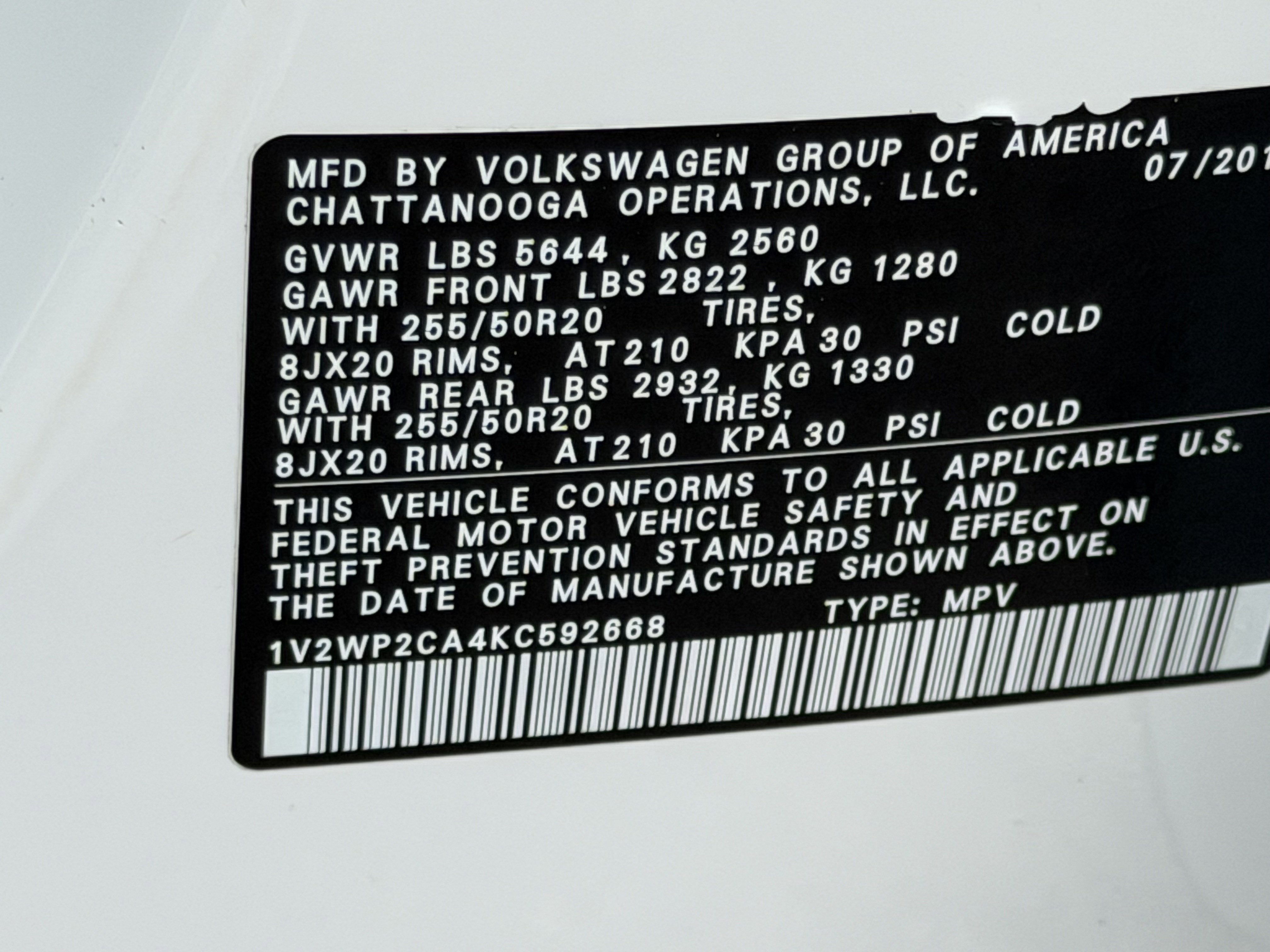 2019 Volkswagen Atlas 2.0T SE w/Technology