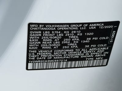 2021 Volkswagen Atlas 3.6L V6 SE w/Technology