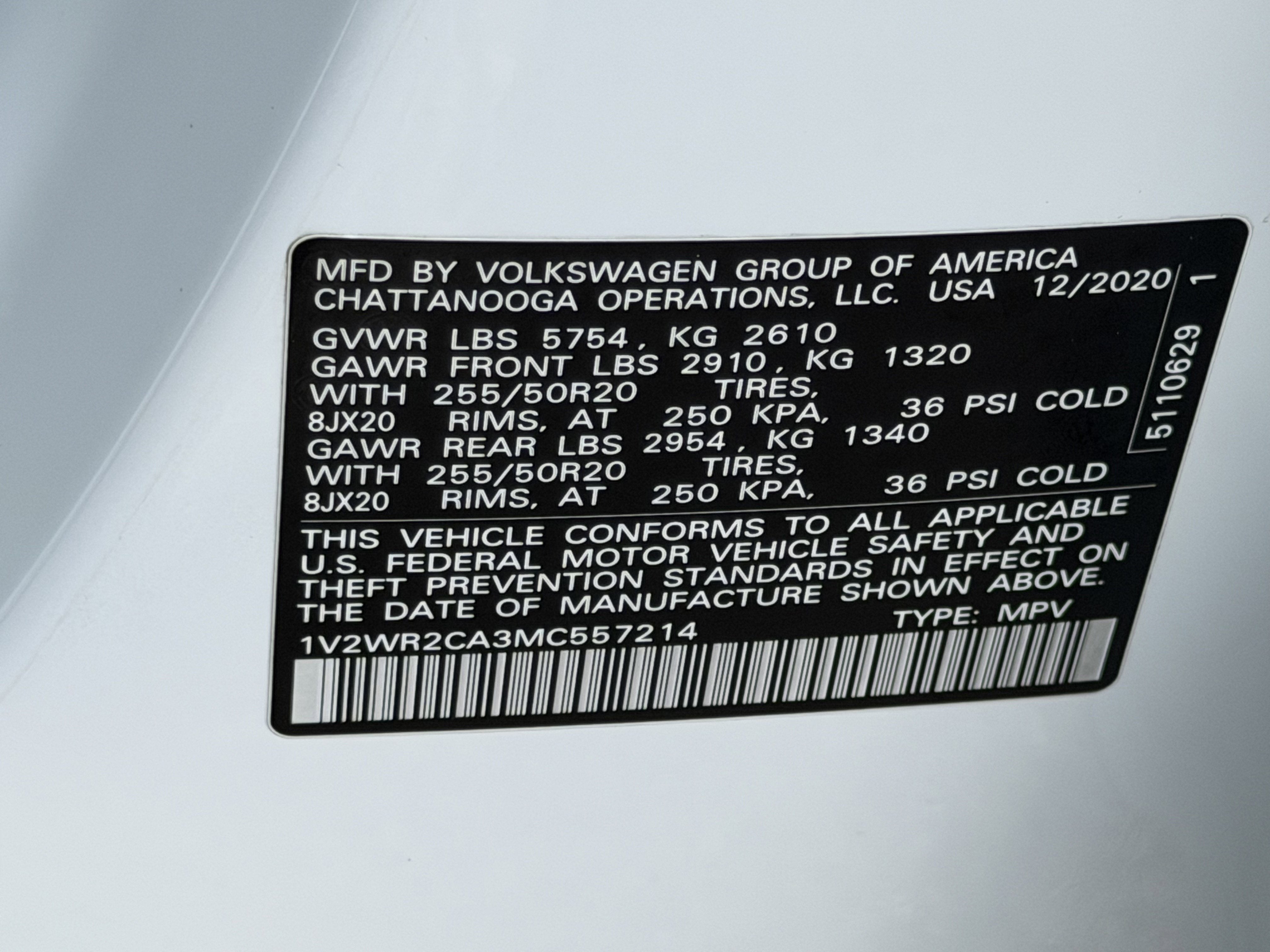 2021 Volkswagen Atlas 3.6L V6 SE w/Technology