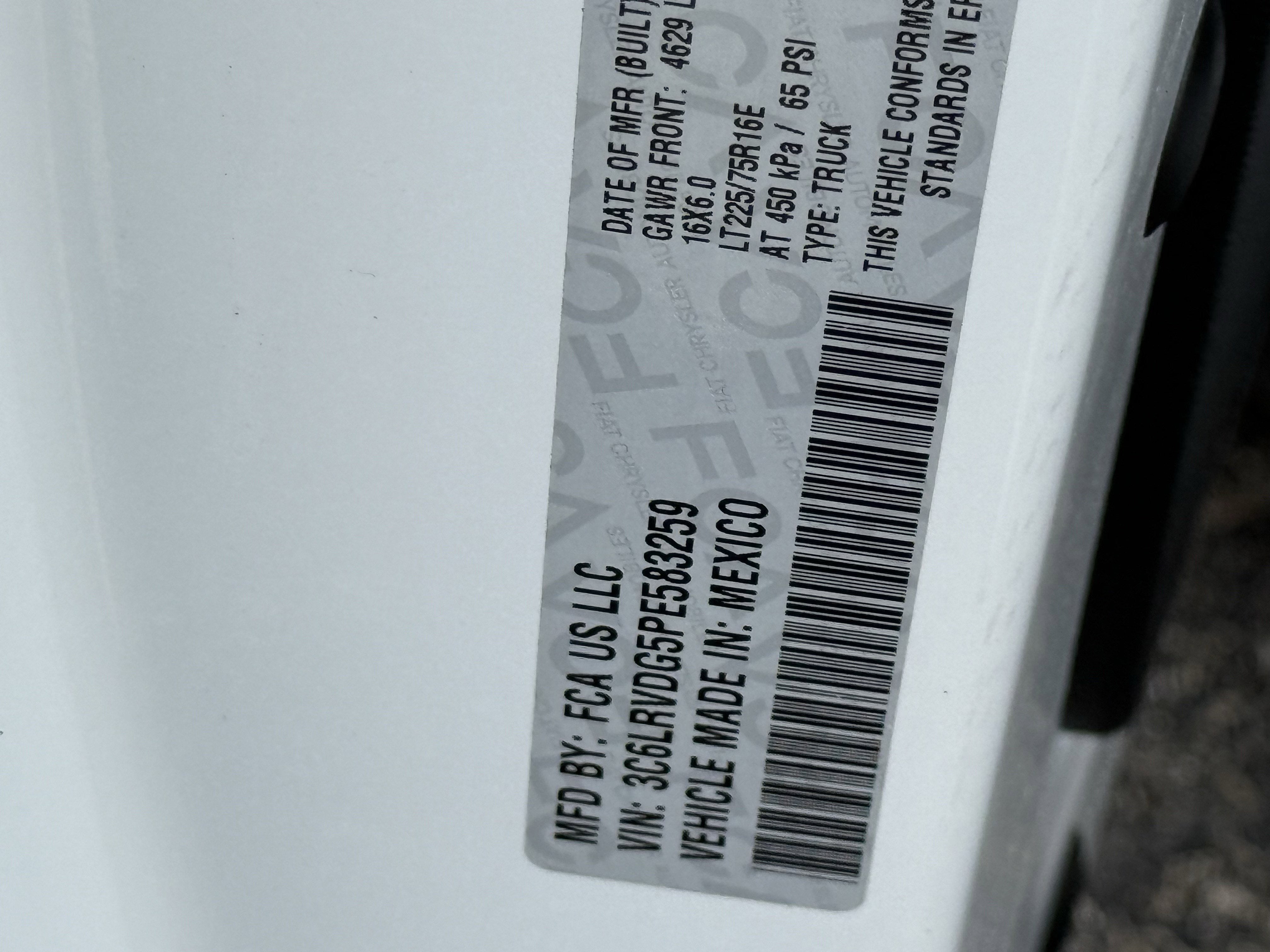 2023 RAM ProMaster 2500 Cargo Van High Roof 159' WB