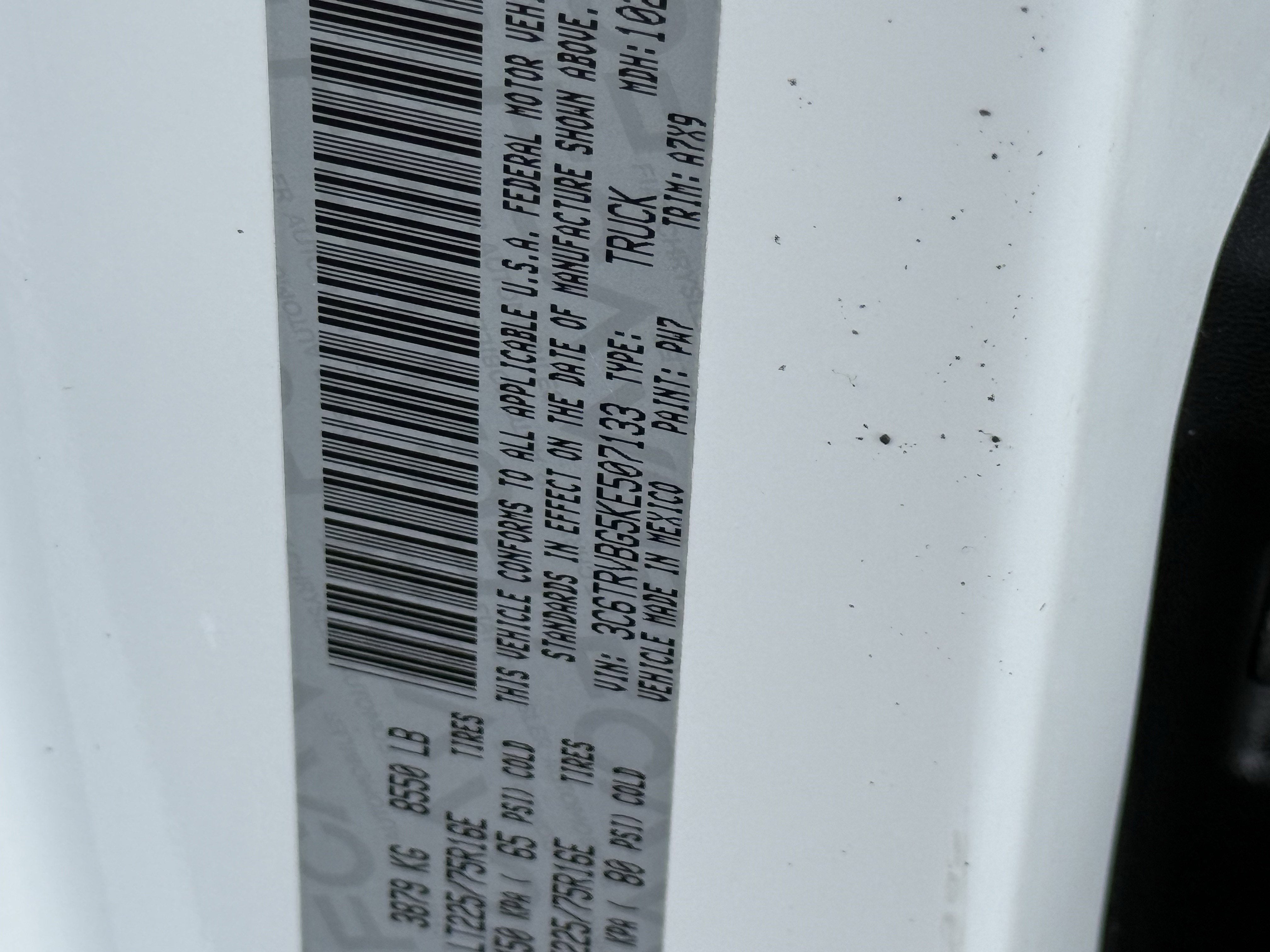 2019 RAM ProMaster 1500 Cargo Van High Roof 136' WB