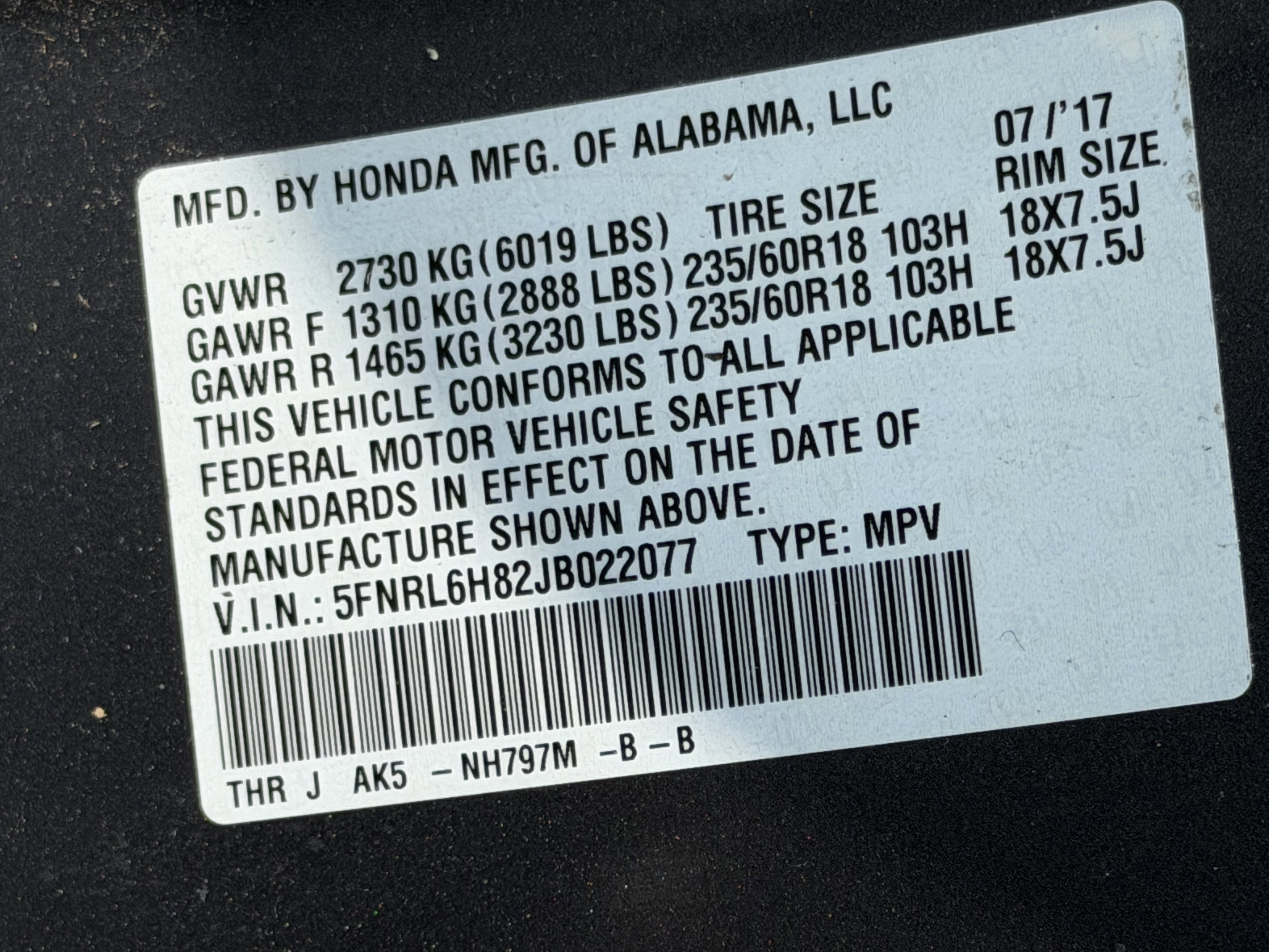 2018 Honda Odyssey Touring