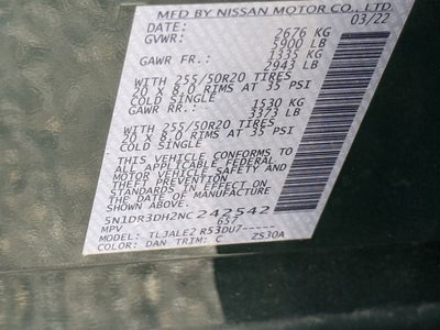 2022 Nissan Pathfinder Platinum 2WD