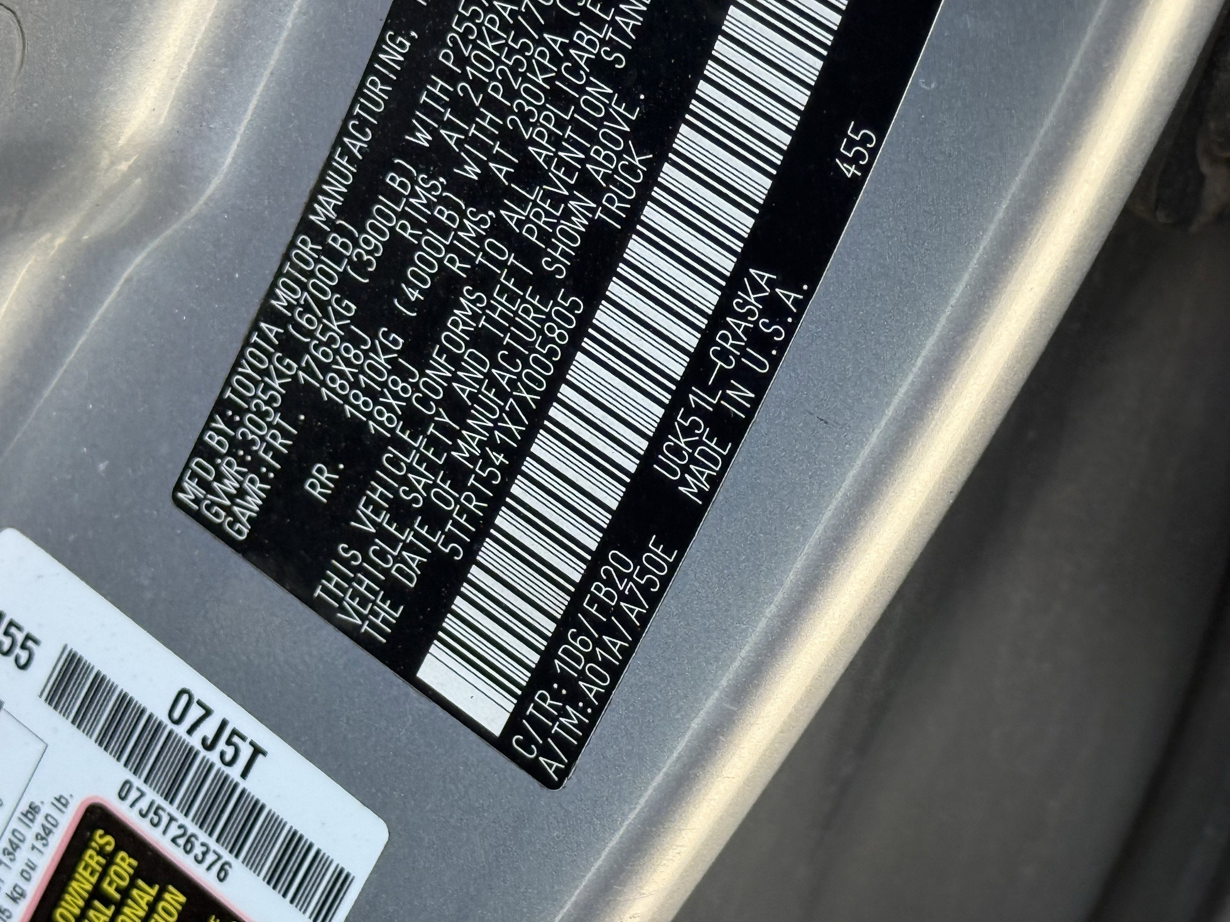 2007 Toyota Tundra SR5 4.7L V8