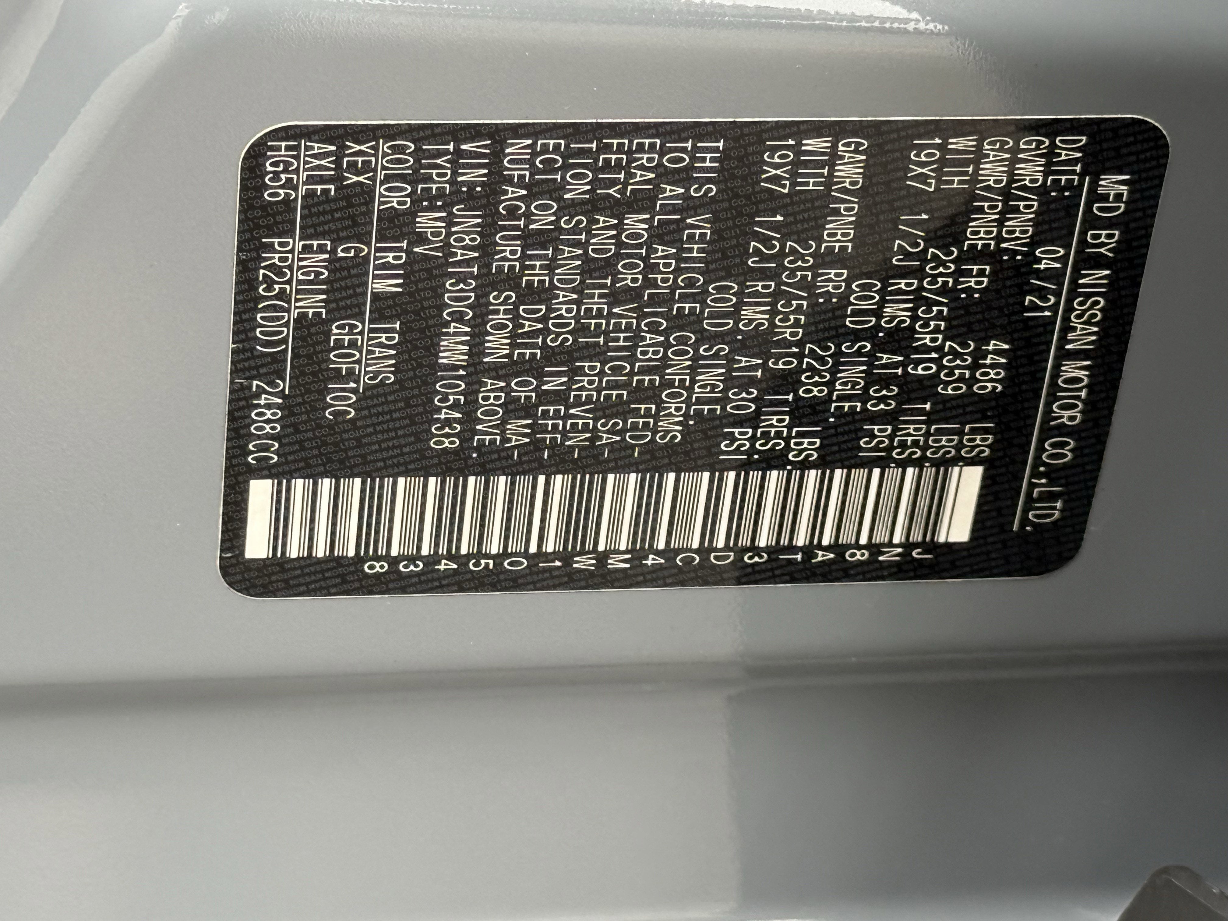 2021 Nissan Rogue PLATINUM FWD 2.5L V6 LUXURY SUV