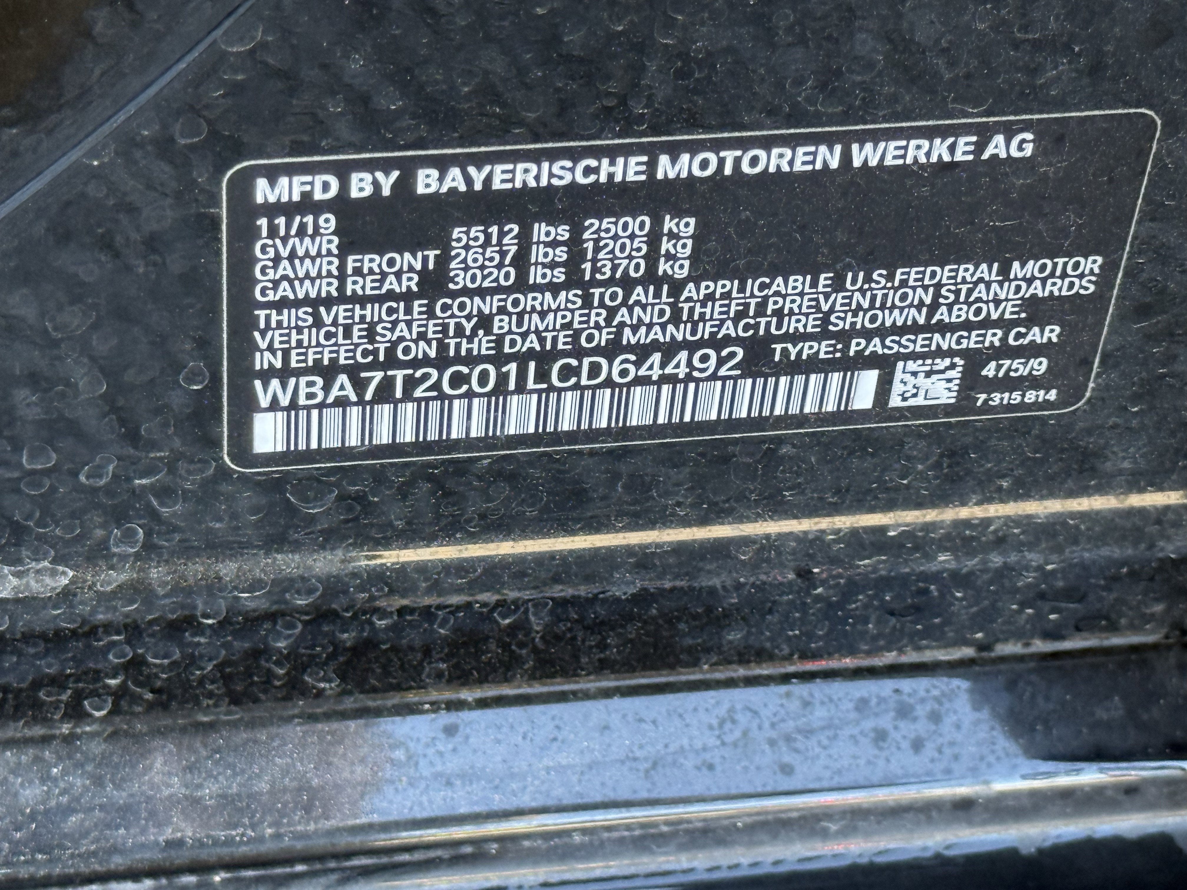 2020 BMW 740i PREMIUM 3.0T RWD LUXURY SEDAN