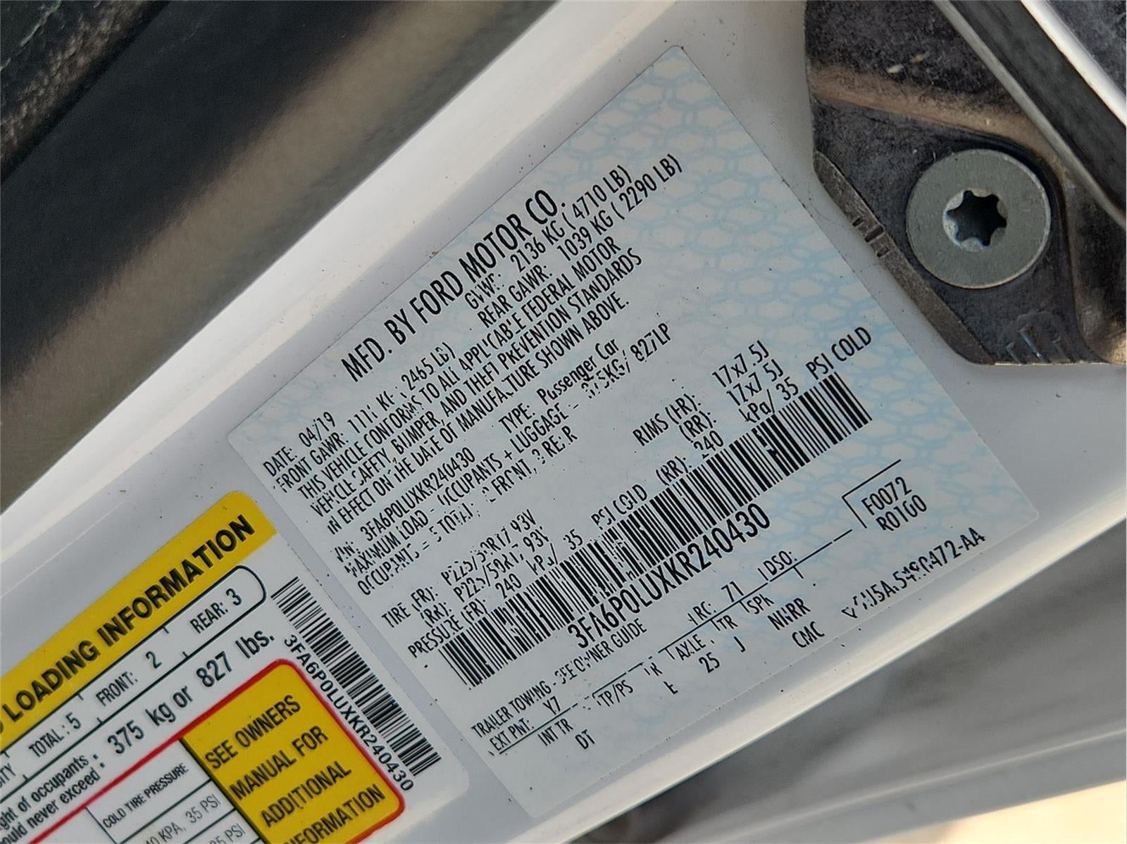 2019 Ford Fusion Hybrid SE